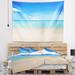 East Urban Home Seashore Calm Waves at Tropical Beach Tapestry w/ Hanging Accessories Included in Blue/Brown/White | 50 H x 60 W in | Wayfair