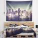 East Urban Home Polyester NYC Night Panorama Tapestry w/ Hanging Accessories Included Metal in Black/Gray | 32 H x 39 W in | Wayfair