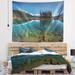 East Urban Home Row of Pine Trees & Mountain Lake Tapestry w/ Hanging Accessories Included in Black/Blue | 50 H x 60 W in | Wayfair