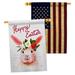 Breeze Decor Sweet Easter Bunny 2-Sided Polyester 40 x 28 in. House Flag in Green/Pink/Red | 40 H x 28 W in | Wayfair