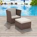 Orren Ellis Patio Chair Outdoor Sofa Wicker Lounge Chair w/ Stool Poly Rattan Wicker/Rattan in Gray/White/Indigo | 28.7 H x 67 W x 68 D in | Wayfair