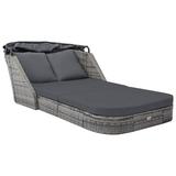 Latitude Run® Sun Lounger w/ Canopy Poly Rattan Anthracite Metal/Wicker/Rattan in Gray | 46.46 H x 80.31 W x 38.19 D in | Outdoor Furniture | Wayfair