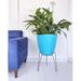 Hokku Designs Kopris Polyethylene Resin Pot Planter Plastic/Metal in Blue | 8.86 H x 7.87 W x 7.87 D in | Wayfair CB4A839F42BB46AA9FF55DAEAEA00587