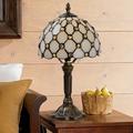 House of Hampton® 14.5" Tall Tiffany Lamp Table, Bedside Lamp Cream Amber Stained Desk Reading Bead Light Suit For Living Room Bedroom | Wayfair