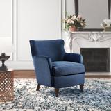 Club Chair - Kelly Clarkson Home Jolene 31.1" Wide Genuine Leather Club Chair Linen in Blue/Navy | 34.4 H x 31.1 W x 33.3 D in | Wayfair