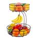 Prep & Savour 2 Tier Fruit Basket Bowl Holder w/ Banana Hanger, Detachable Fruit Organizerfor Countertop (Bronze) | 15.1 H x 11 W x 11 D in | Wayfair