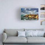 Breakwater Bay Lighthouse 6 by Dennis Frates - Wrapped Canvas Photograph Canvas, Wood in Black/Blue/Brown | 16 H x 24 W x 2 D in | Wayfair