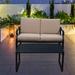 Canora Grey Aasen Metal Bench w/ Cushions in Black/Brown | 30.72 H x 49.2 W x 21.6 D in | Outdoor Furniture | Wayfair