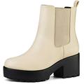 Allegra K Women's Platform Chunky High Heels Ankle Boots Beige 6.5 UK/Label Size 8.5 US