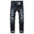 moroess Ripped Jeans Fashion Mens Jeans Jeans for Men Regular fit (Blue and black-34)