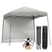 Costway 10 x 10 Feet Pop Up Tent Slant Leg Canopy with Detachable Side Wall-Gray