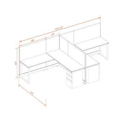 Open Plan Workstation 53H 2pack T Cluster Unpowered