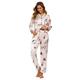 Unifizz Ladies Pyjamas Womens Lounge Wear Sets Silk Satin Pyjamas Button Down Nightwear Long/Short Sleepwear Sets Fluffy PJs