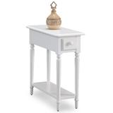 Ebern Designs Coastal Solid + Manufactured Wood Narrow Side Table Wood in White | 24 H x 10 W x 24 D in | Wayfair CB600F73603B49F6A0C34B5A2AAC64D9