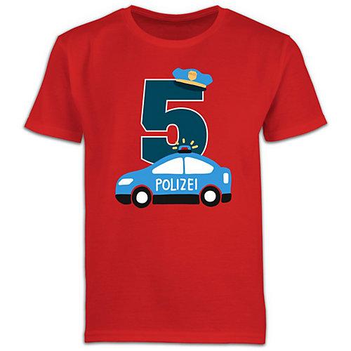Kindergeburtstag Geburtstag Geschenk - Jungen Kinder T-Shirt - Polizei Geburtstag 5 - T-Shirts rot Jungen Kinder