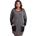 Robe de printemps grande taille 6XL pour femmes tenue décontractée à manches longues patchwork