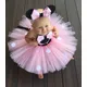 Robe tutu de dessin animé Minnie pour filles tutus au crochet nœud à points blancs bande de