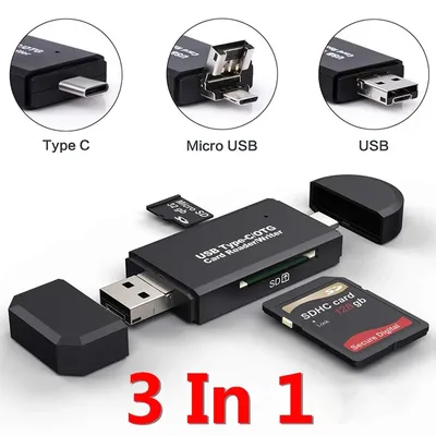 ILEPO – lecteur de cartes mémoire intelligent 3 en 1 USB C Type C OTG adaptateur HUB PC