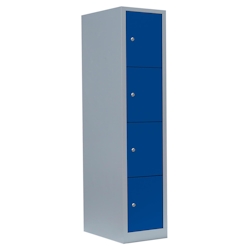 Lüllmann® Schließfachschrank, 1 Abteil, 4 Fächer, 1800 x 415 x 500 mm, lichtgrau/enzianblau Image
