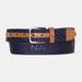 Nautica Men's Logo Embossed Belt Brown Stone, 34W