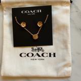 Coach Jewelry | Coach Necklace And Earring Set | Color: Gold/Pink | Size: Os