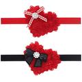 Baby Mädchen Stirnband Herz Form Blume Haarband Valentinstag Haarschmuck, rot / schwarz, Einheitsgröße