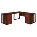 Ebern Designs Structure Corner L Desk w/ Double Wood Pedestal Drawer Wood/Metal in Brown | 29 H x 66 W x 72 D in | Wayfair