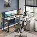 Zipcode Design™ Fulcher Corner Desk w/ File Cabinet Reversible Desks 60" L shape Desk or Long Desk for 2 Person Wood in Gray/Black | Wayfair