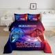 Loussiesd 3D Game Winter Summer Bedspread Galaxy Nebula Blue Red Gradient quilted Set Bed For Bedroom Living Room Kids Boys Game Bed Cover Single Size Novelty Game Controller Down Comforter