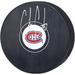 Cole Caufield Montreal Canadiens Autographed Logo Hockey Puck