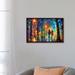 East Urban Home Love in the Air by Leonid Afremov - Painting Print Canvas in Black/Blue/Green | 18 H x 26 W x 1.5 D in | Wayfair