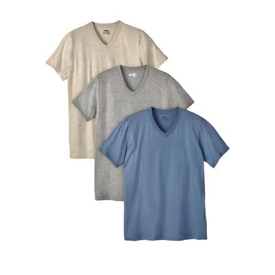 Men's Big & Tall Cotton V-Neck Undershirt 3-Pack by KingSize in Assorted Colors (Size 2XL)