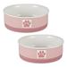 Design Imports Paw Patch Stripe Bowl Porcelain/Stoneware (dishwasher safe)/Ceramic in Pink | 6 W x 6 D in | Wayfair CAMZ14131