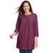 Plus Size Women's Perfect Three-Quarter Sleeve Crewneck Tunic by Woman Within in Deep Claret (Size 18/20)