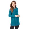 Plus Size Women's Double Button Sherpa Fleece Tunic by Roaman's in Deep Teal (Size 4X)