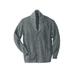 Men's Big & Tall Shaker Knit Shawl-Collar Cardigan Sweater by KingSize in Grey Marl (Size 8XL)