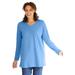 Plus Size Women's Perfect Long-Sleeve V-Neck Tunic by Woman Within in French Blue (Size 22/24)
