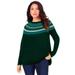 Plus Size Women's Fair Isle Pullover Sweater by Roaman's in Emerald Green Classic Fair Isle (Size 18/20)