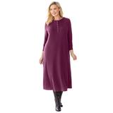 Plus Size Women's Thermal Knit Lace Bib Dress by Woman Within in Deep Claret (Size 18/20)