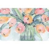 Winston Porter Tulip Bouquet IV by Samuel Dixon - Wrapped Canvas Painting Canvas in Green/Pink | 8 H x 12 W x 1.25 D in | Wayfair