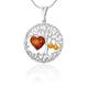 AMBEDORA Women's 925 Silver Gold-Plated 14k Baltic Amber Heart Necklace Celtic Tree of Life Pendant with Amber Heart on Snake Chain Ready, Gift Set, Sterling Silver, Amber