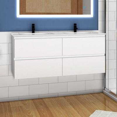 Waschtisch mit/ohne Waschbecken Waschbeckenunterschrank Badmöbel 120cm Weiß mit Waschbecken Image