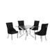 Best Quality Furniture Glass 5-Piece Dining Set Tufted Chairs