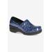 Extra Wide Width Women's Lead Flats by Easy Street in Navy Paisley Patent (Size 8 WW)