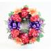 The Holiday Aisle® 18" Memorial Cemetery Peony Ranunculus & Dahlia Wreath w/ Wire Easel Silk in Indigo | 18 H x 18 W x 4.5 D in | Wayfair