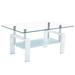 Glass Coffee Table with Lower Shelf, Clear Rectangle Glass Coffee Table