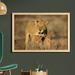 East Urban Home Ambesonne Safari Wall Art w/ Frame, Mom Lioness & Young Lion In South Nature Big Cats At Wilderness Safari Themed Print | Wayfair