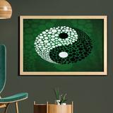 East Urban Home Ying Yang Wall Art w/ Frame, Digital Style Yin Yang Form Nature Themed Dots Print | 35.43 H x 23.62 W x 1.26 D in | Wayfair