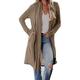 Aleumdr Womens Winter Plus Size Long Cardigan with Pockets Solid Printed Open Cable Ballon Sleeve Warm Knitted Coat Pullover Sweater Brown XX-Large