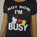 Disney Tops | Disney Mickey Mouse Not Now I'm Busy T Shirt Tee L | Color: Gray/White | Size: Lj